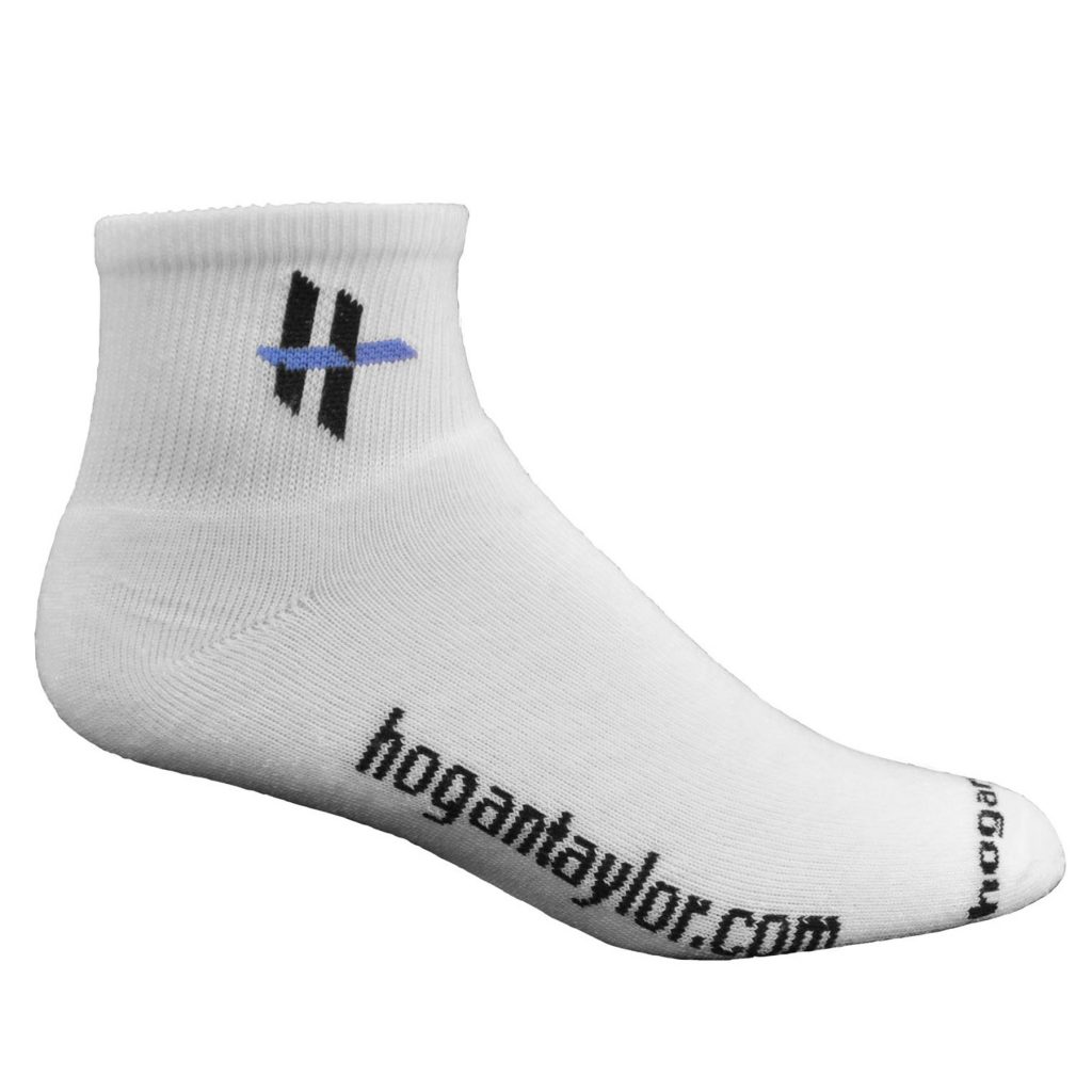 Super Soft White Cotton Anklet with Knit-In Logo(s) - 4-600KI-1