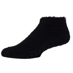 Fuzzy Footie Tread Sock with Direct Embroidery and Slip Resistant Grippers - Black-SockFuzzy-scaled