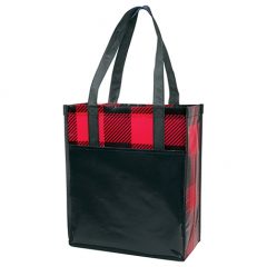 Buffalo Plaid Laminated Grocery Tote - download 3