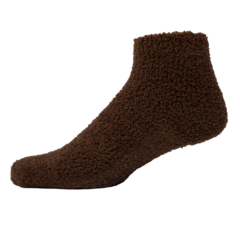 Fuzzy Footie Tread Sock with Direct Embroidery and Slip Resistant Grippers - fuzzyfootiebrown