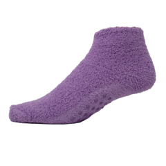 Fuzzy Footie Tread Sock with Direct Embroidery and Slip Resistant Grippers - fuzzyfootielavender