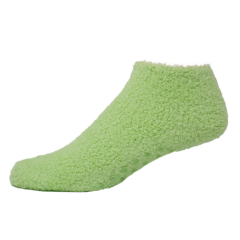 Fuzzy Footie Tread Sock with Direct Embroidery and Slip Resistant Grippers - fuzzyfootielightgreen