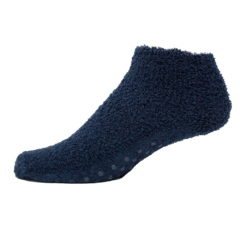 Fuzzy Footie Tread Sock with Direct Embroidery and Slip Resistant Grippers - fuzzyfootienavy