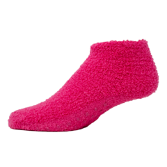 Fuzzy Footie Tread Sock with Direct Embroidery and Slip Resistant Grippers - fuzzyfootieneonpink