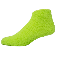 Fuzzy Footie Tread Sock with Direct Embroidery and Slip Resistant Grippers - fuzzyfootieneonyellow