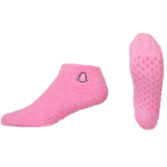Fuzzy Footie Tread Sock with Direct Embroidery and Slip Resistant Grippers - fuzzyfootiepink