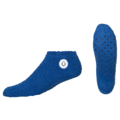 Fuzzy Footie Tread Sock with Direct Embroidery and Slip Resistant Grippers - fuzzyfootieroyalblue