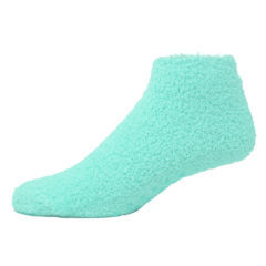 Fuzzy Footie Tread Sock with Direct Embroidery and Slip Resistant Grippers - fuzzyfootietealblue