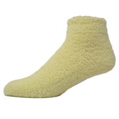 Fuzzy Footie Tread Sock with Direct Embroidery and Slip Resistant Grippers - fuzzyfootieyellow