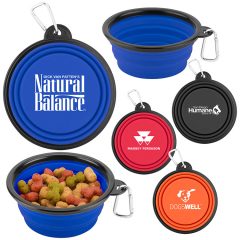 Collapsible Silicone Pet Bowl with Carabiner - pt8701-mixed
