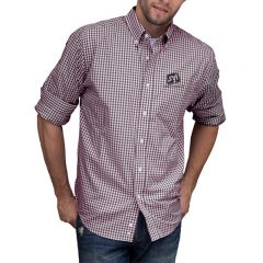 Easy-Care Gingham Check Shirt - 1107_Deep_Maroon_White_silo