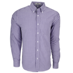 Easy-Care Gingham Check Shirt - 1107_Purple_White_front
