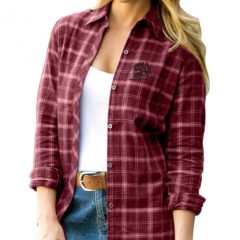 Women’s Brewer Flannel - 1974_Deep_Maroon_With_Light_Grey_Check_silo
