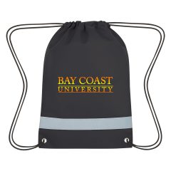 Lil’ Bit Reflective Non-Woven Drawstring Backpack - 3301_BLK_Colorbrite
