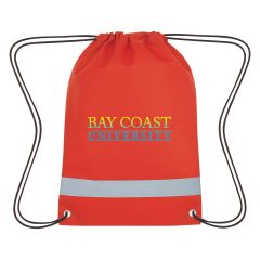 Lil’ Bit Reflective Non-Woven Drawstring Backpack - 3301_RED_Colorbrite