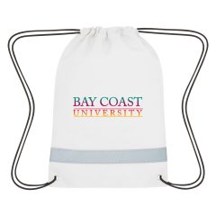 Lil’ Bit Reflective Non-Woven Drawstring Backpack - 3301_WHT_Colorbrite