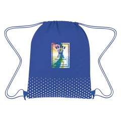 Connect the Dots Non-Woven Drawstring Backpack - 3376_ROYWHT_Colorbrite