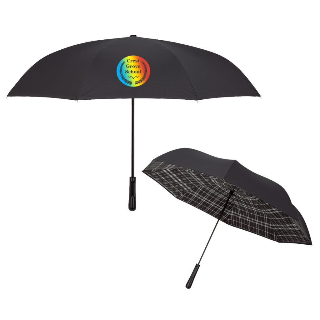 Tartan Inversion Umbrella – 48″ Arc - 4043_BLKWHT_Colorbrite