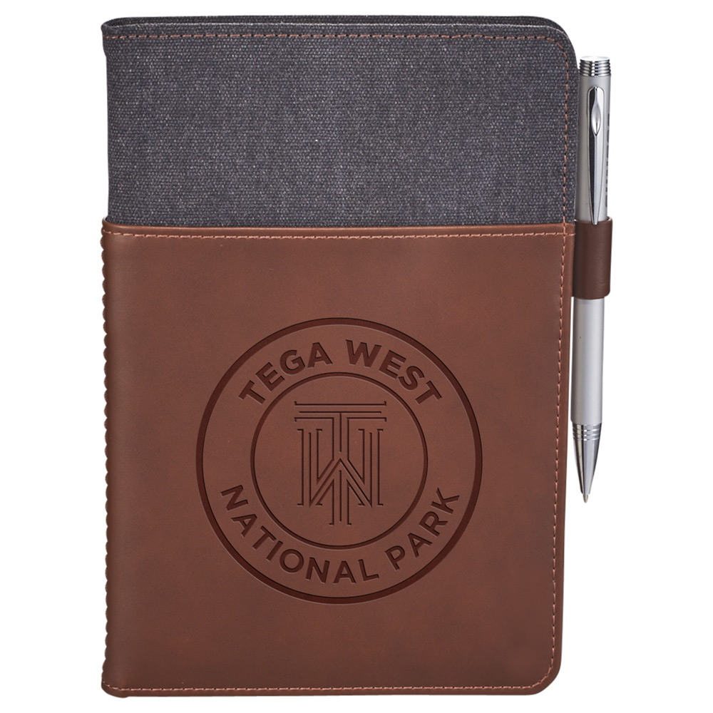 Alternative® Canvas Leather Wrap Bound Notebook - download
