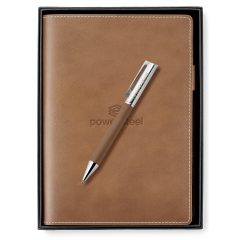 Nathan 2-Piece Pen and Refillable Journal Book Gift Set - GF1055_BRN