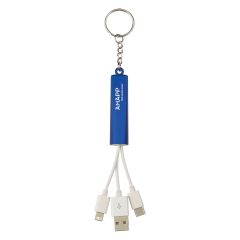 Light Up Charging Cables on Key Ring - 2929_BLU_Laser