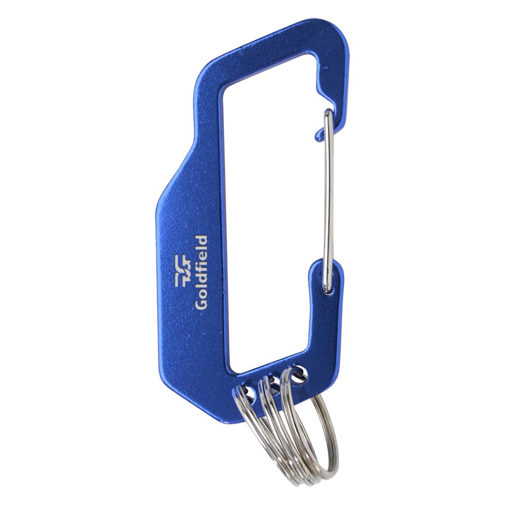 Aluminum Carabiner with Triplet Split Ring - 2282_BLU_Laser