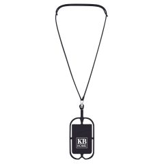 Silicone Lanyard with Phone Holder and Wallet - 228_BLK_Silkscreen