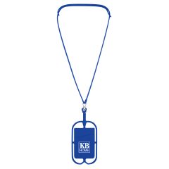 Silicone Lanyard with Phone Holder and Wallet - 228_BLU_Silkscreen