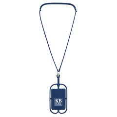 Silicone Lanyard with Phone Holder and Wallet - 228_NAV_Silkscreen