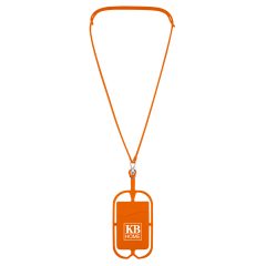 Silicone Lanyard with Phone Holder and Wallet - 228_ORN_Silkscreen