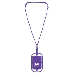 Silicone Lanyard with Phone Holder and Wallet - 228_PUR_Silkscreen