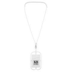 Silicone Lanyard with Phone Holder and Wallet - 228_WHT_Silkscreen