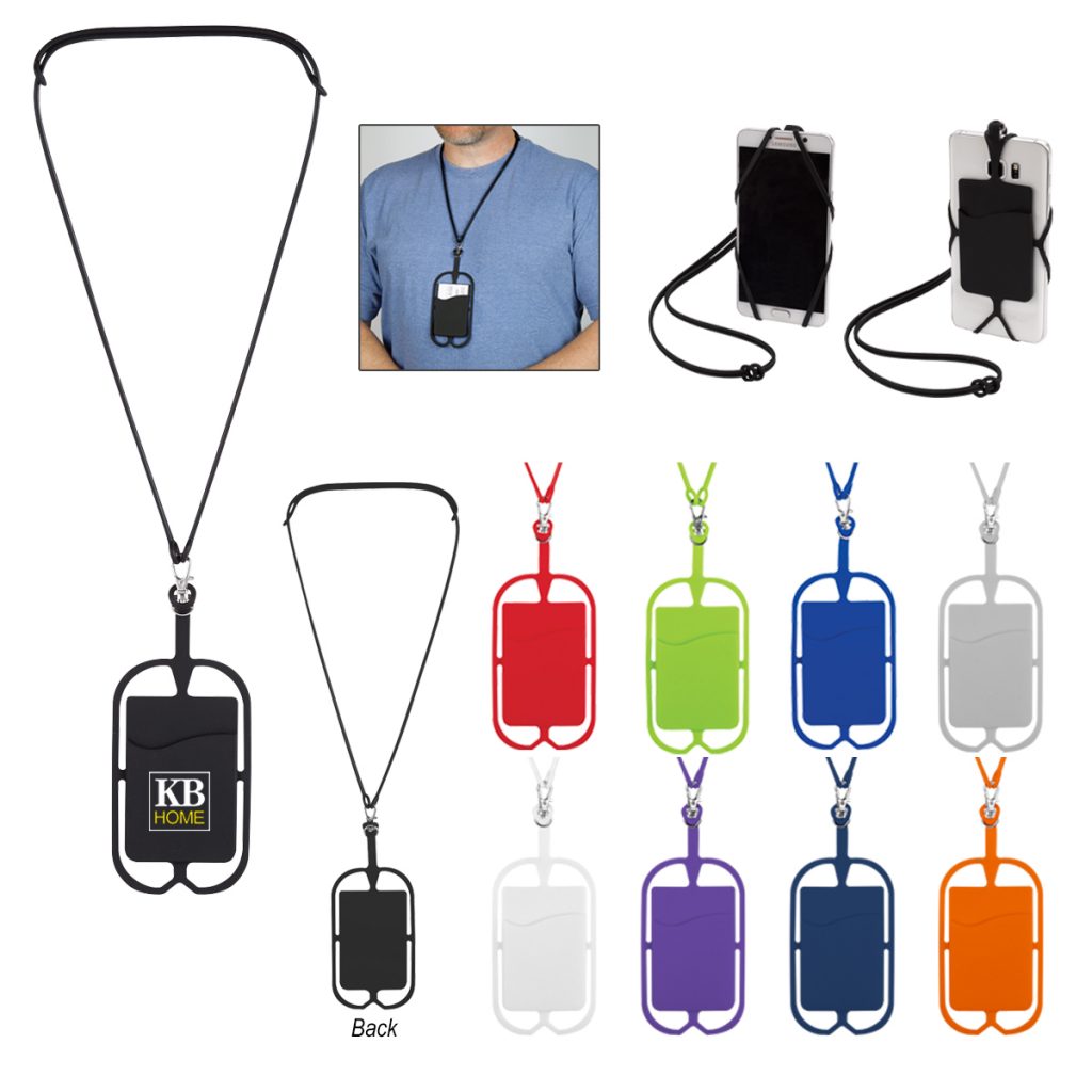 Silicone Lanyard with Phone Holder and Wallet - 228_group