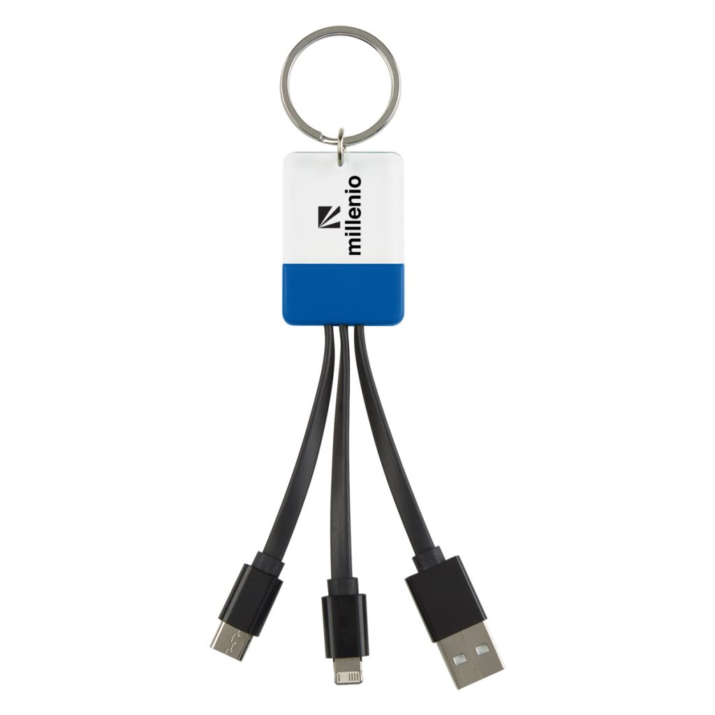 Clear View Light Up Cable Key Ring - 2936_BLU_Padprint