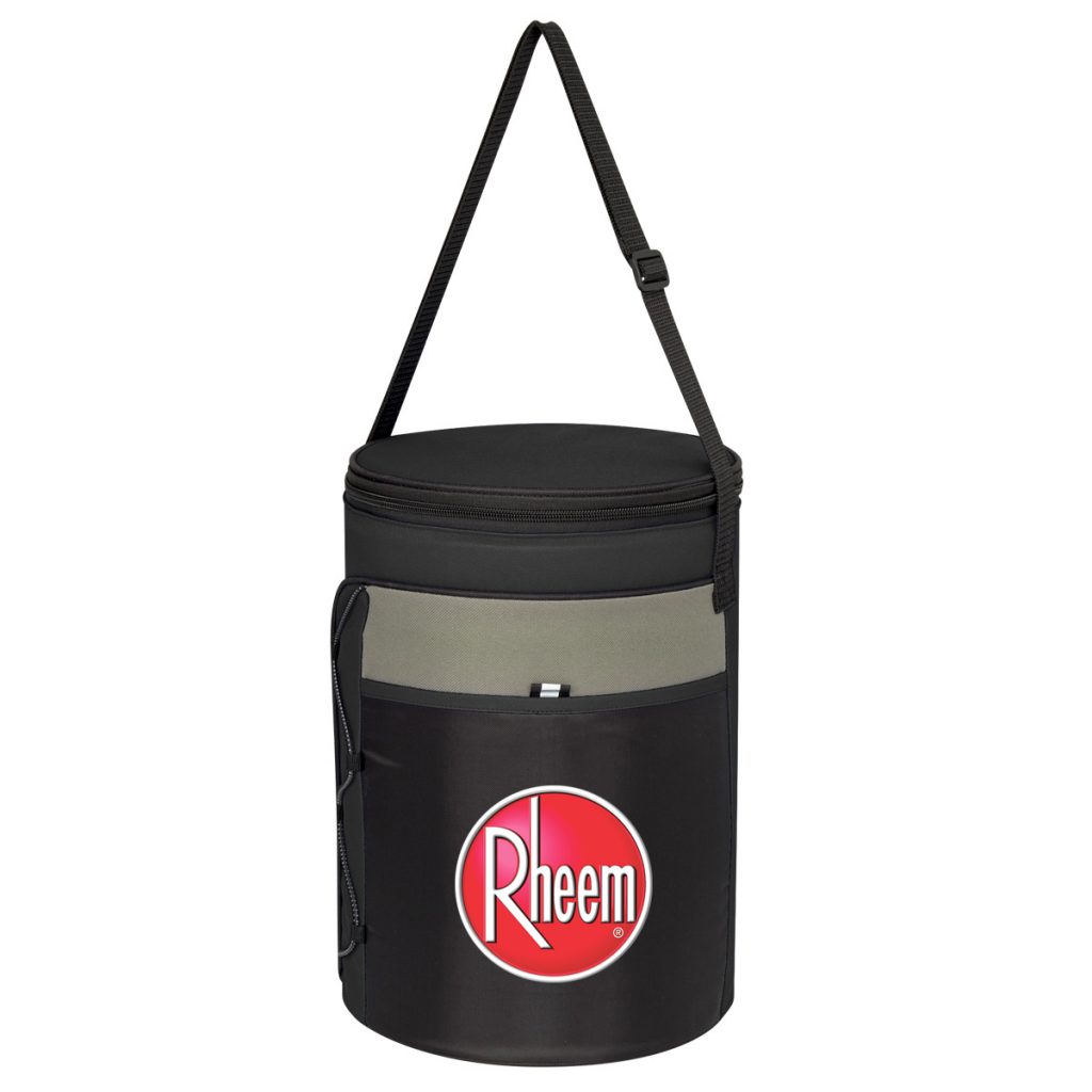 Cylindrical Insulated Cooler Bag – 24 Cans - 3749_BLK_Colorbrite
