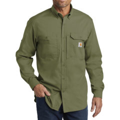Carhartt Force ® Ridgefield Solid Long Sleeve Shirt - 9576-Burntolive-1-CT102418BurntoliveModelFront-1200W