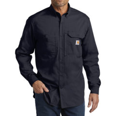 Carhartt Force ® Ridgefield Solid Long Sleeve Shirt - 9576-Navy-1-CT102418NavyModelFront-1200W