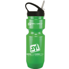 Bike Bottle with Sport Sip Lid & Straw – 22 oz - bikebottlesportsiplid22ozlimegreenblacklid