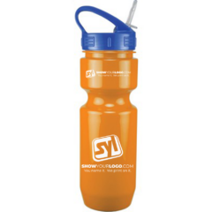 Bike Bottle with Sport Sip Lid & Straw – 22 oz - bikebottlesportsiplid22ozorangeroyalbluelid