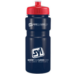 Solid Recreation Bottle with Push Pull Lid – 20 oz - solidrecreationbottlepushpulllidnavyblueredlid