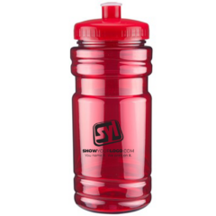 Surf Bottle with Push Pull Lid – 20 oz - surfbottlepushpulllidtranslucentredredlid