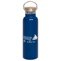 Vacuum Bottle with Bamboo Lid – 20 oz - Vacuum Bottle with Bamboo Lid 8211 20 oz 8211 Blue
