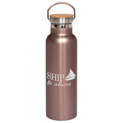 Vacuum Bottle with Bamboo Lid 8211 20 oz 8211 Rose Gold