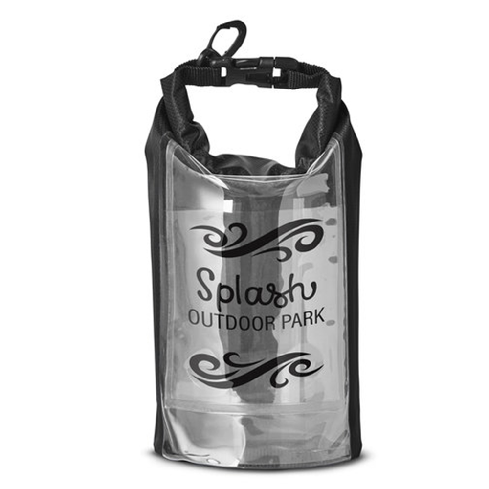 Water-Resistant Dry Bag with Mobile Phone Pocket – 2L - black