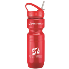 Jogger Bottle with Sport Sip Lid and Straw – 26 oz - joggersportsiplidandstrawredred