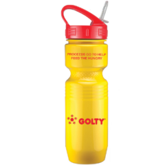 Jogger Bottle with Sport Sip Lid and Straw – 26 oz - joggersportsiplidandstrawyellowred