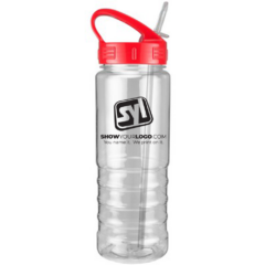 Ridgeline Bottle with Sport Sip Lid and Straw – 28 oz - ridgelinesportsiplidclearred