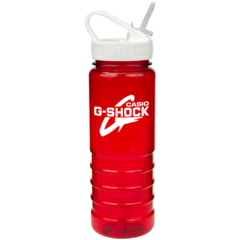 Ridgeline Bottle with Sport Sip Lid and Straw – 28 oz - ridgelinesportsiplidredwhitelid