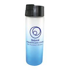Halcyon® Frosted Glass Bottle with Flip Top Lid – 20 oz - 68110_blue_frosted_black_lid