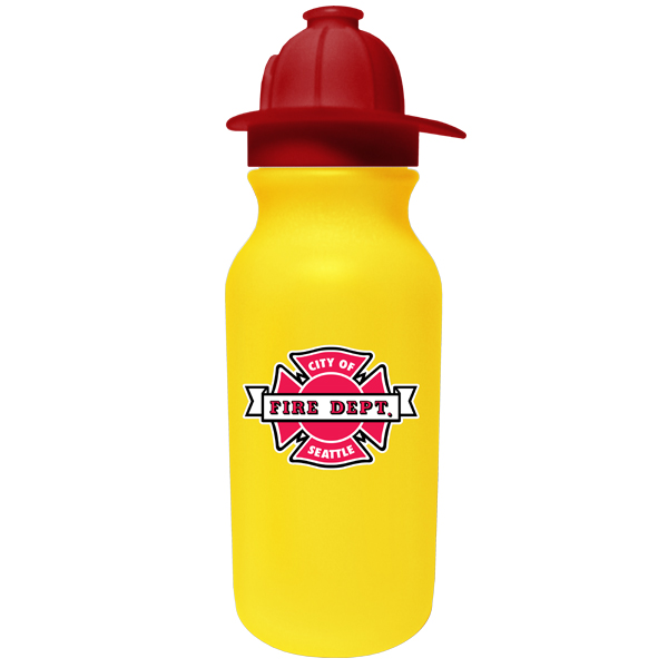 Value Cycle Bottle with Fireman Helmet Push ‘n Pull Cap – 20 oz - 80-67800-yellow_1
